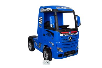 Se Mercedes Actros Truck Blå 12V, 4x12V motorer og 12V/14Ah batterier hos Netcentret.dk